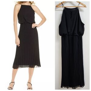 Sam Edelman Black Dress Women's Pleated Midi Dress Size Extra Large